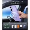 FNTCASE for iPhone 15 Pro Case with 360 Spin Magnetic Stand Black | Compatible with Magsafe,Screen Protector,Full Camera Protection,Translucent Matte Military Grade Shockproof Phone Cover(Light Purple)
