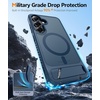 FNTCASE for iPhone 15 Pro Case with 360 Spin Magnetic Stand Black | Compatible with Magsafe,Screen Protector,Full Camera Protection,Translucent Matte Military Grade Shockproof Phone Cover(Z-blue)