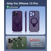 FNTCASE for iPhone 15 Pro Case with 360 Spin Magnetic Stand Black | Compatible with Magsafe,Screen Protector,Full Camera Protection,Translucent Matte Military Grade Shockproof Phone Cover(Purple)