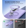 FNTCASE for iPhone 15 Pro Case with 360 Spin Magnetic Stand Black | Compatible with Magsafe,Screen Protector,Full Camera Protection,Translucent Matte Military Grade Shockproof Phone Cover(Light Purple)