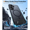 FNTCASE for iPhone 15 Pro Case with 360 Spin Magnetic Stand Black | Compatible with Magsafe,Screen Protector,Full Camera Protection,Translucent Matte Military Grade Shockproof Phone Cover(Z-black)