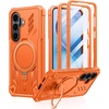 FNTCASE for Samsung Galaxy Z Flip 8 Case with Built-in Kicktand Black | Hinge Protection, Screen Protector, 20FT Military Grade Drop Proof Heavy Duty Rugged Shockproof Protective Sturdy Phone Cover(T-Orange)