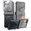 FNTCASE for Samsung Galaxy Z Flip 8 Case with Built-in Kicktand Black | Hinge Protection, Screen Protector, 20FT Military Grade Drop Proof Heavy Duty Rugged Shockproof Protective Sturdy Phone Cover(Black)