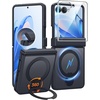 FNTCASE for iPhone 15 Pro Case with 360 Spin Magnetic Stand Black | Compatible with Magsafe,Screen Protector,Full Camera Protection,Translucent Matte Military Grade Shockproof Phone Cover(Black)