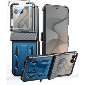 FNTCASE for Samsung Galaxy Z Flip 8 Case with Built-in Kicktand Black | Hinge Protection, Screen Protector, 20FT Military Grade Drop Proof Heavy Duty Rugged Shockproof Protective Sturdy Phone Cover(Blue)