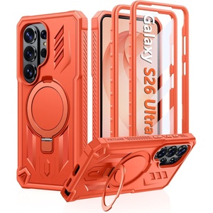 FNTCASE for Samsung Galaxy Z Flip 8 Case with Built-in Kicktand Black | Hinge Protection, Screen Protector, 20FT Military Grade Drop Proof Heavy Duty Rugged Shockproof Protective Sturdy Phone Cover(Dark Orange)