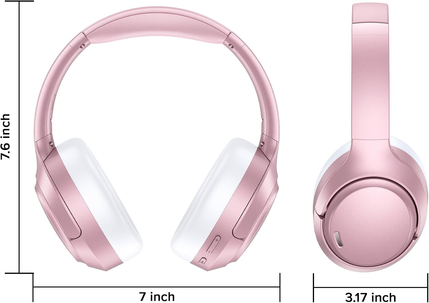 image:imageHybrid Active Noise Cancelling Bluetooth 60 Headphones 120H Long Playtime 6 ENC Mic Over Ear Headphones Wireless HiRes Audio Memory Foam Earcup Transparency Mode ANC Headphone for Travel OfficeRose Gold