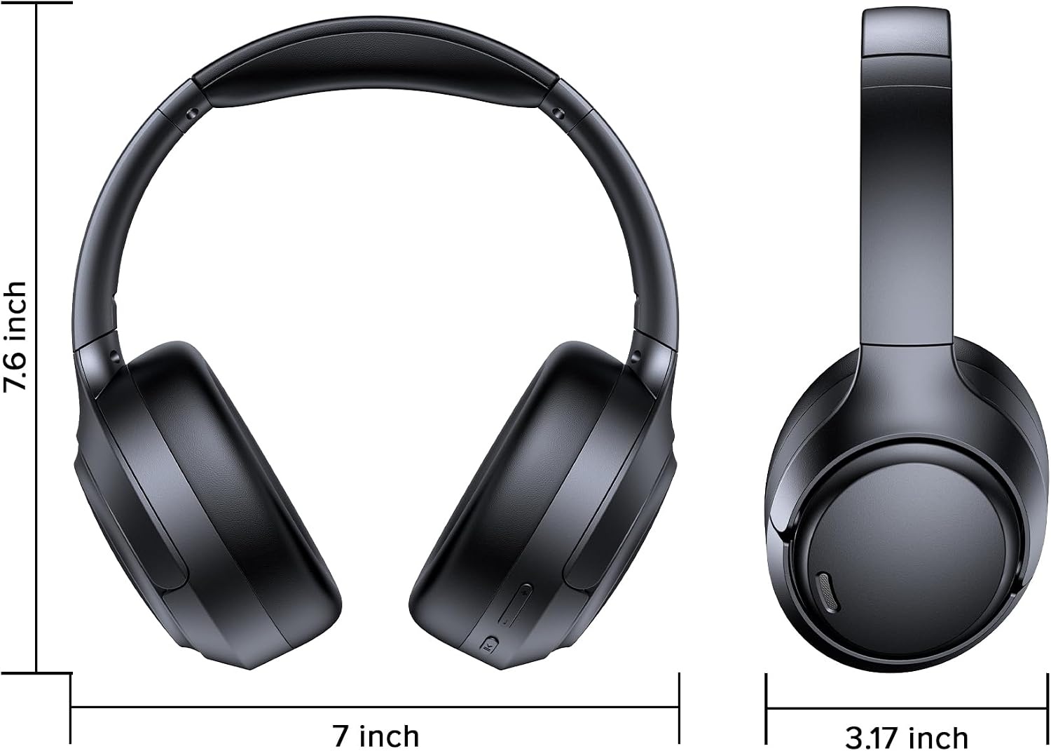 image:imageHybrid Active Noise Cancelling Bluetooth 60 Headphones 120H Long Playtime 6 ENC Mic Over Ear Headphones Wireless HiRes Audio Memory Foam Earcup Transparency Mode ANC Headphone for Travel OfficeObsidian Black