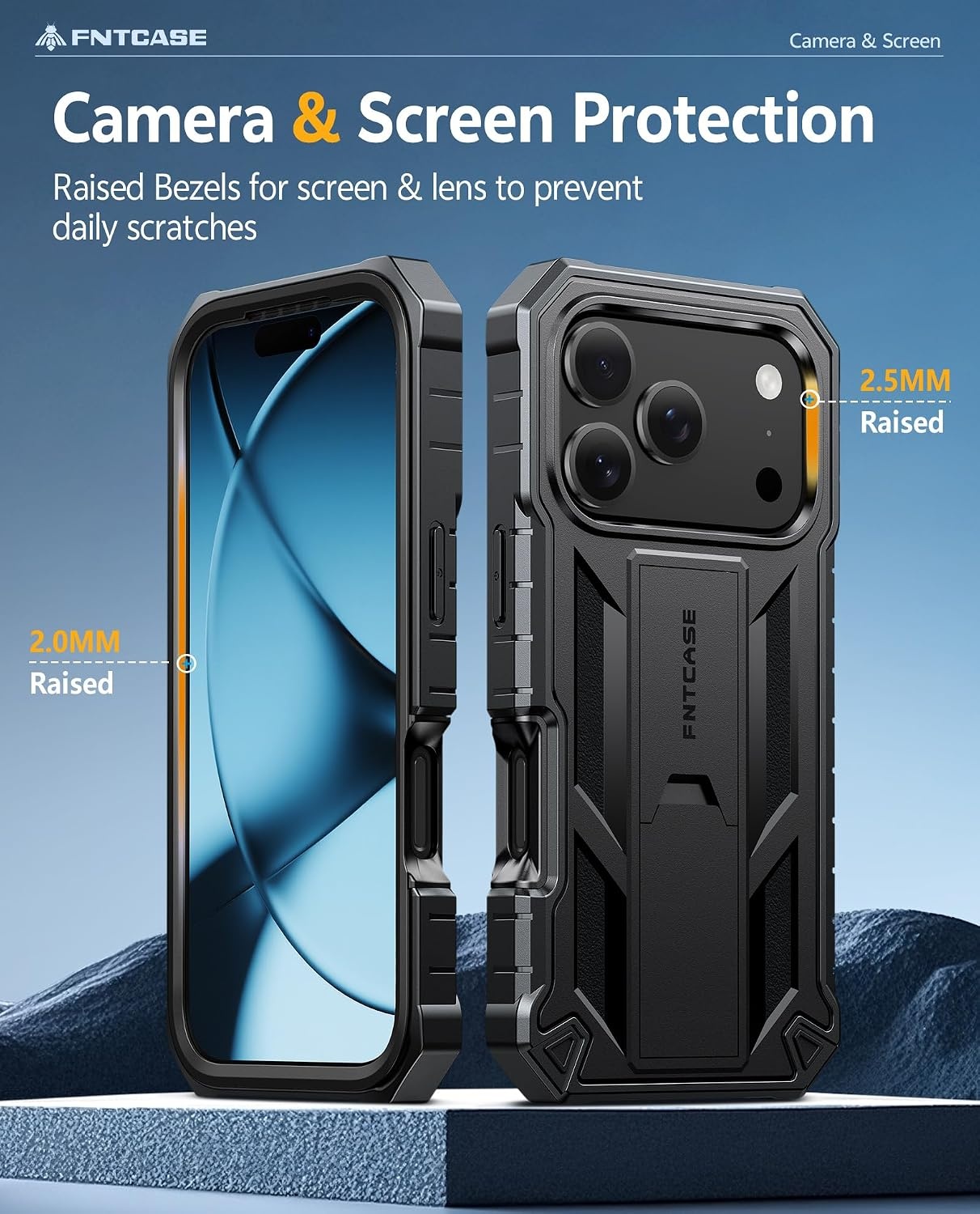 image:imageFNTCASE for iPhone 16 Pro Max Case with Builtin Screen Protector OrangeBlack