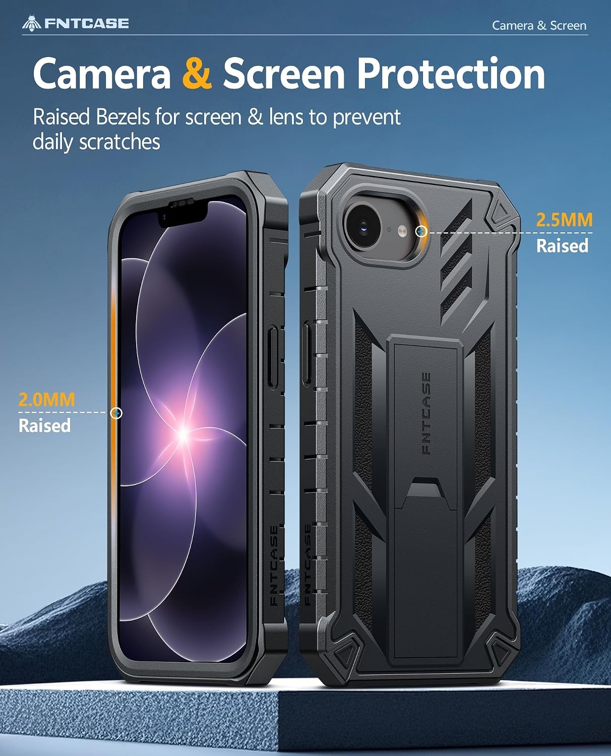 image:imageFNTCASE for iPhone 16 Pro Max Case with Builtin Screen Protector OrangeBlack