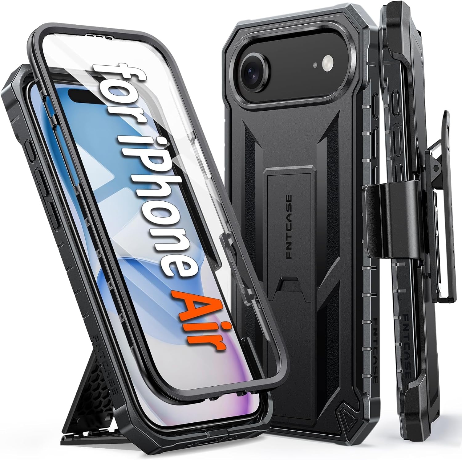 image:imageFNTCASE for iPhone 16 Pro Max Case with Builtin Screen Protector OrangeBlack
