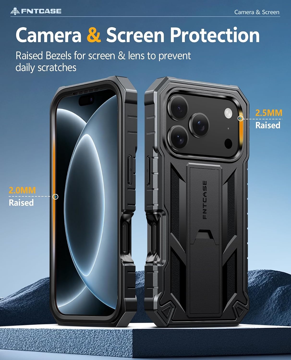 image:imageFNTCASE for iPhone 16 Pro Max Case with Builtin Screen Protector OrangeBlack