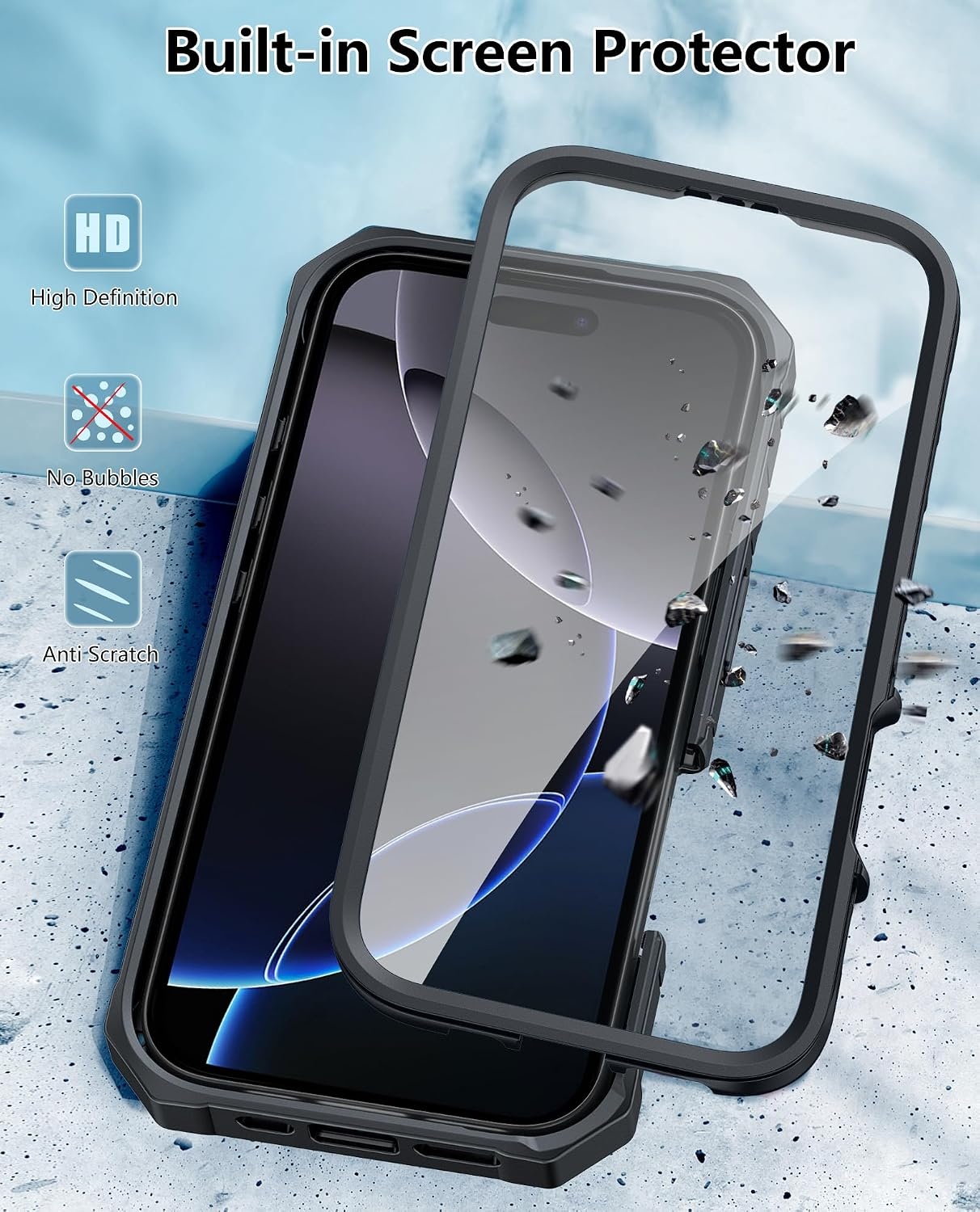 image:imageFNTCASE for iPhone 16 Pro Max Case with Builtin Screen Protector OrangeBlack