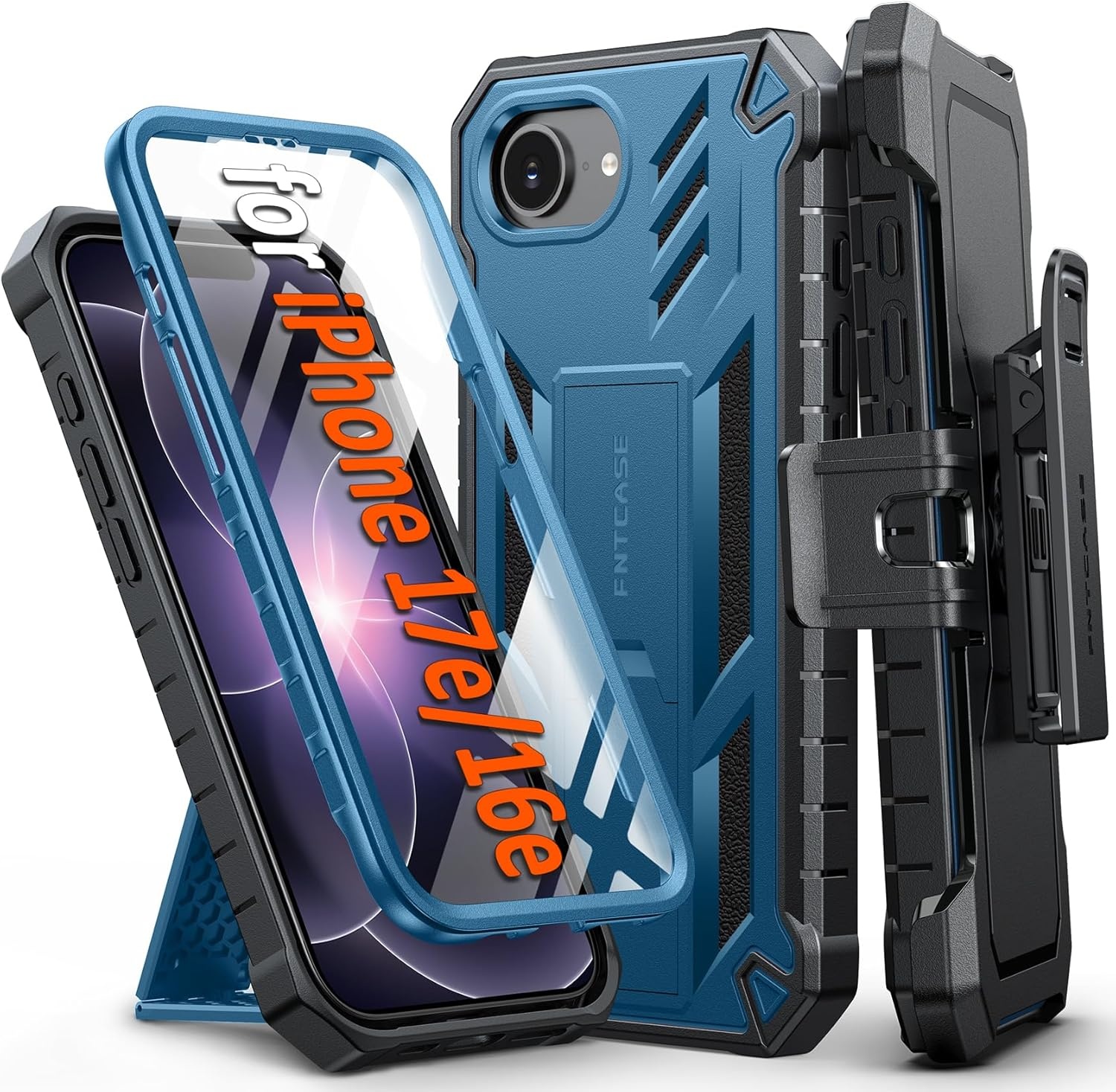image:imageFNTCASE for iPhone 16 Pro Max Case with Builtin Screen Protector OrangeBlue