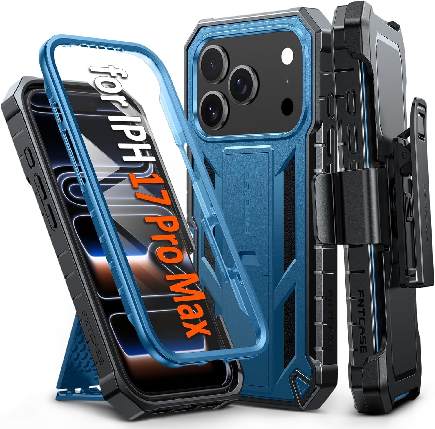 image:imageFNTCASE for iPhone 16 Pro Max Case with Builtin Screen Protector OrangeBlue