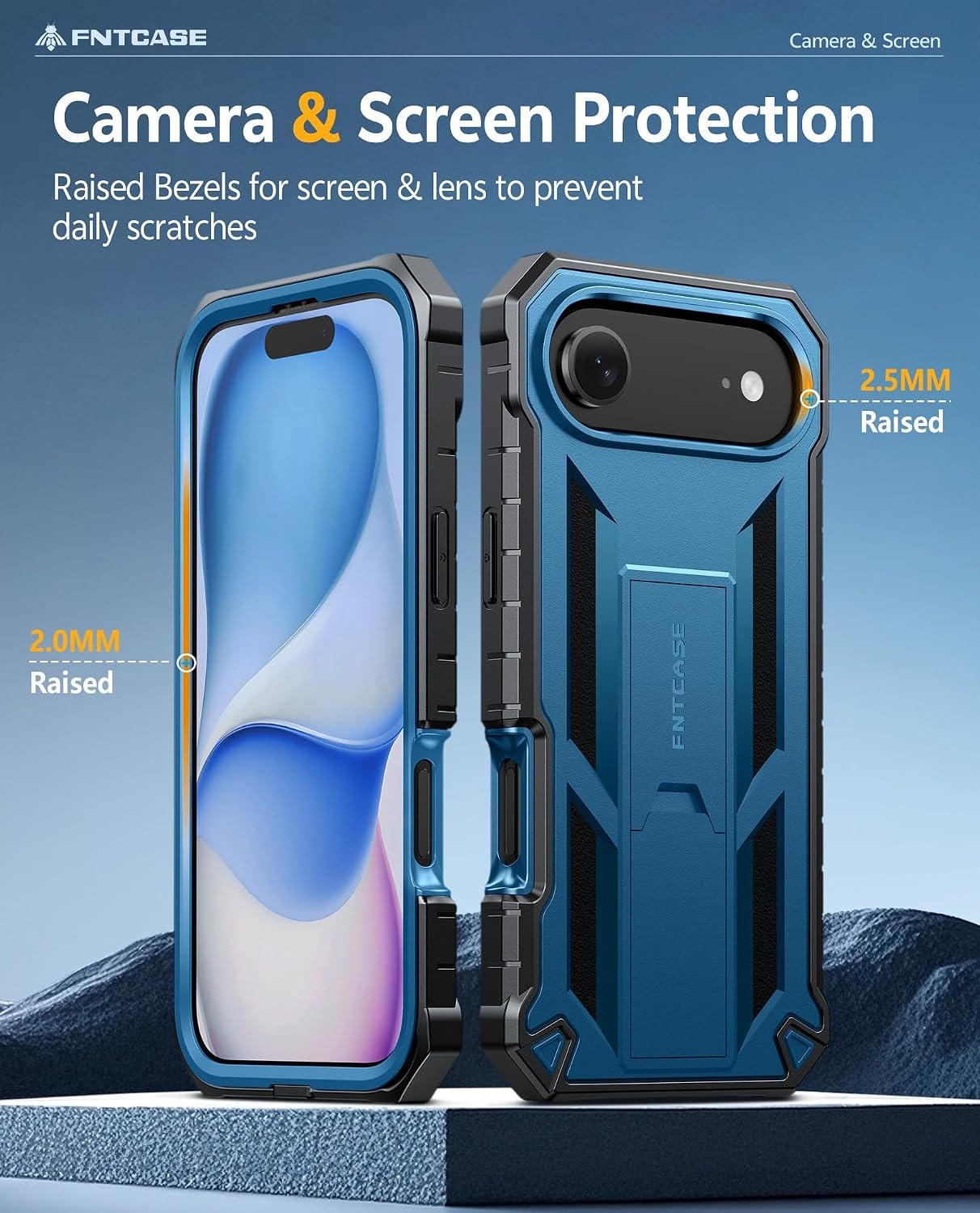 image:imageFNTCASE for iPhone 16 Pro Max Case with Builtin Screen Protector OrangeBlue