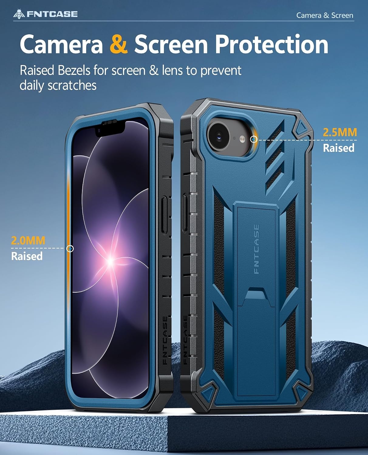 image:imageFNTCASE for iPhone 16 Pro Max Case with Builtin Screen Protector OrangeBlue