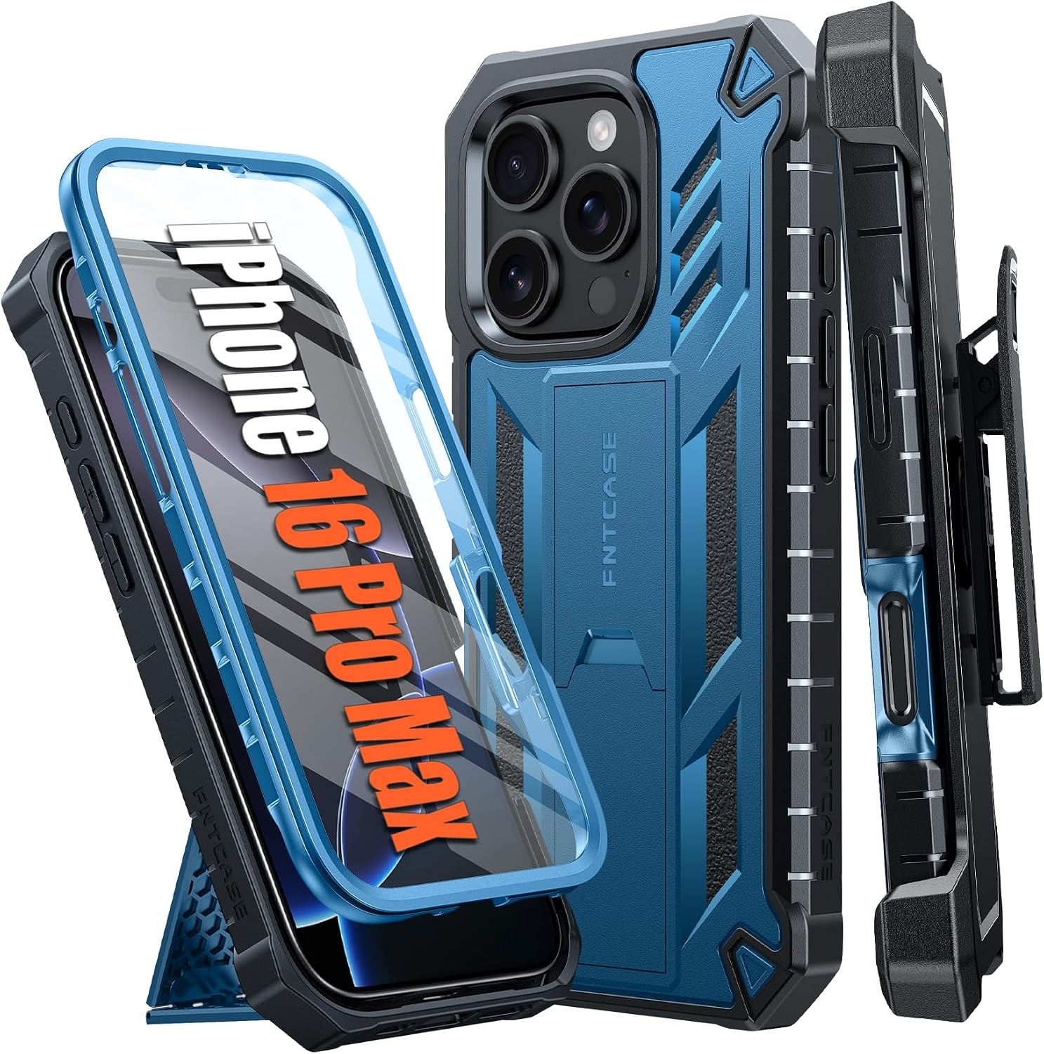 image:imageFNTCASE for iPhone 16 Pro Max Case with Builtin Screen Protector OrangeBlue
