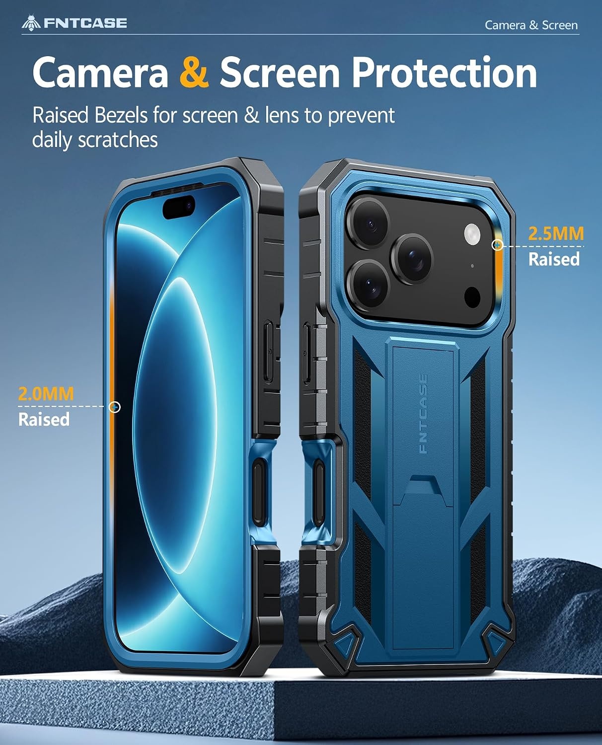 image:imageFNTCASE for iPhone 16 Pro Max Case with Builtin Screen Protector OrangeBlue