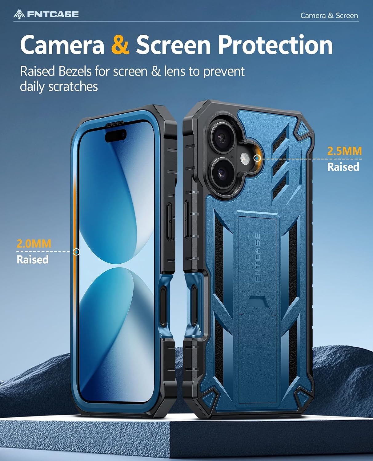 image:imageFNTCASE for iPhone 16 Pro Max Case with Builtin Screen Protector OrangeBlue