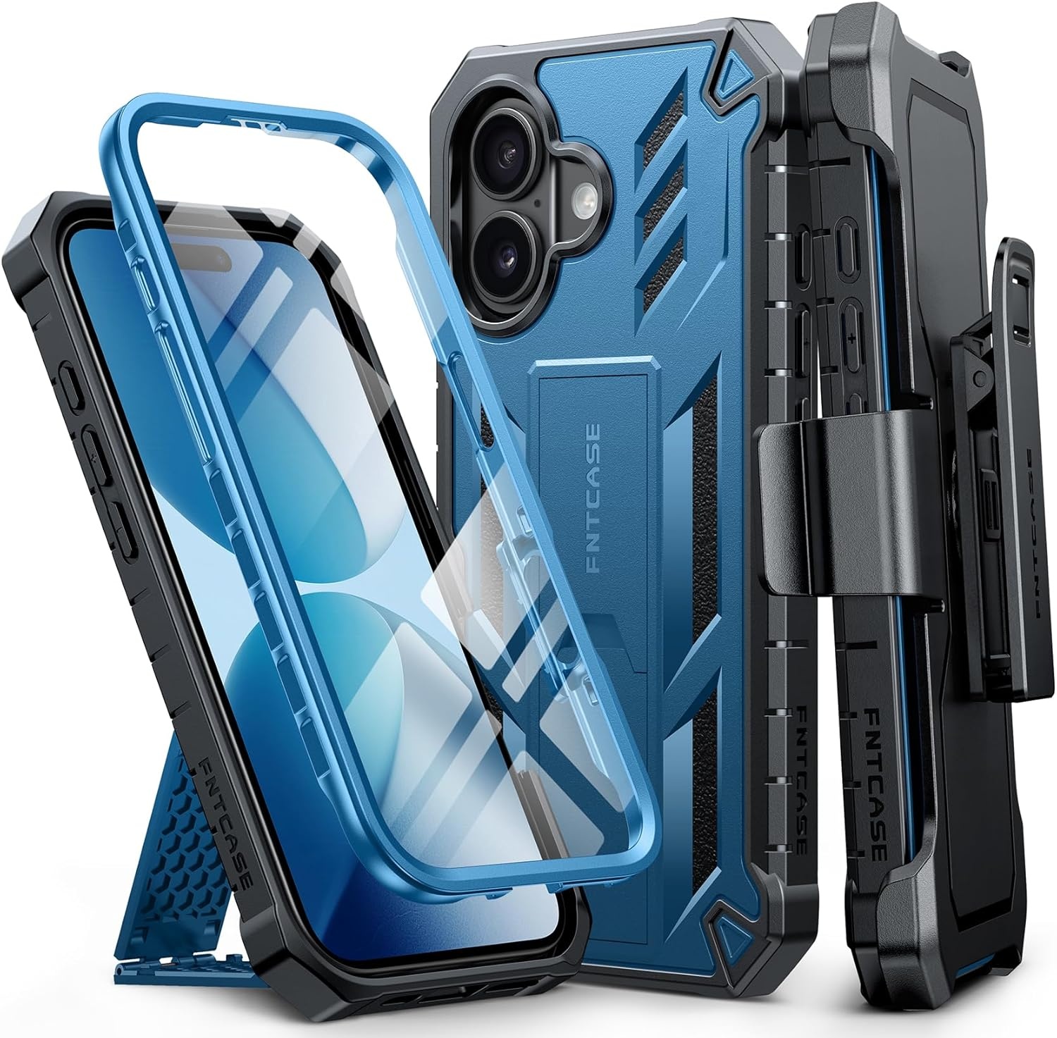 image:imageFNTCASE for iPhone 16 Pro Max Case with Builtin Screen Protector OrangeBlue