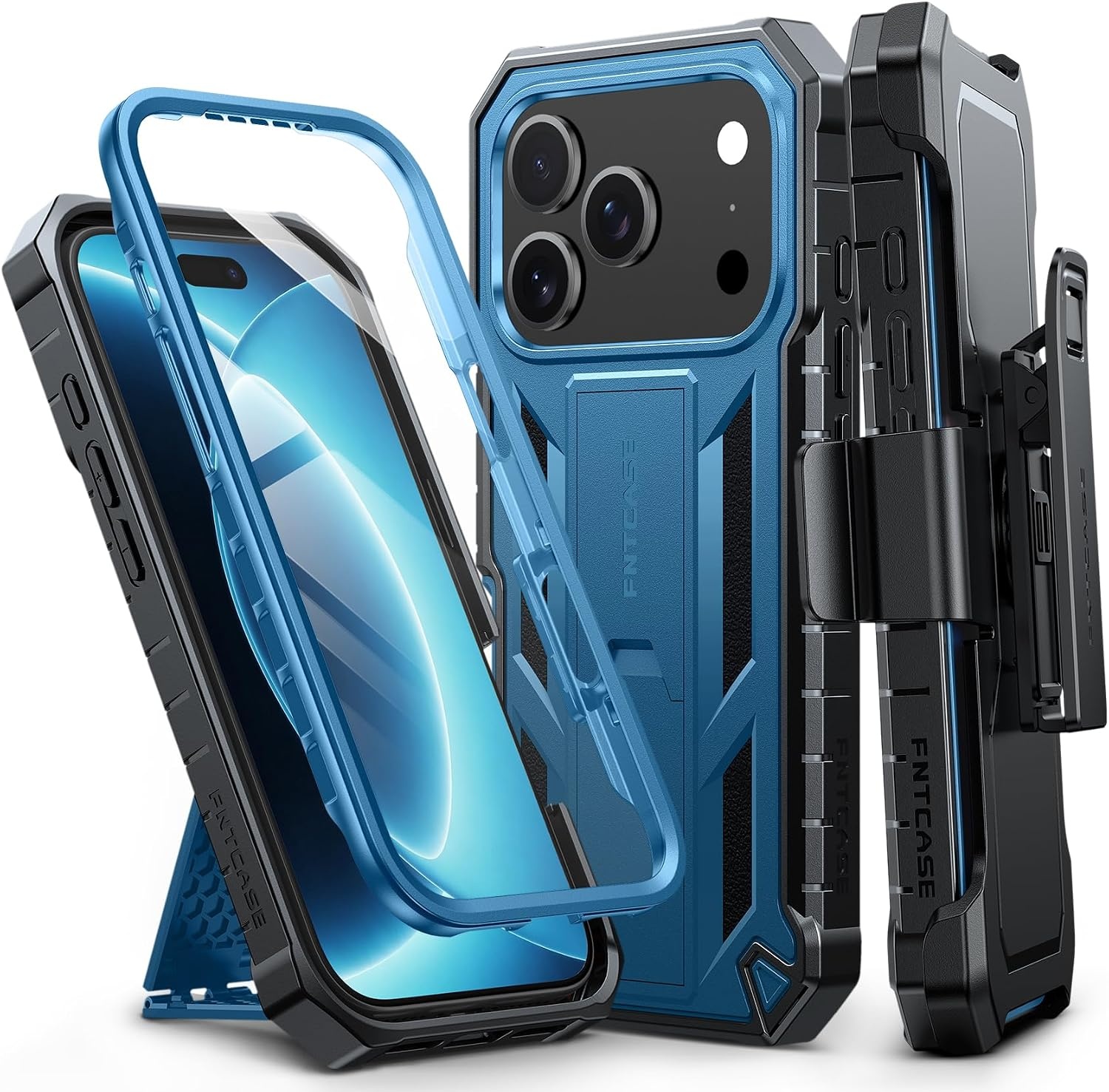 image:imageFNTCASE for iPhone 16 Pro Max Case with Builtin Screen Protector OrangeBlue