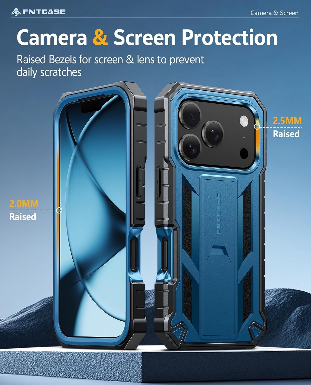 image:imageFNTCASE for iPhone 16 Pro Max Case with Builtin Screen Protector OrangeBlue