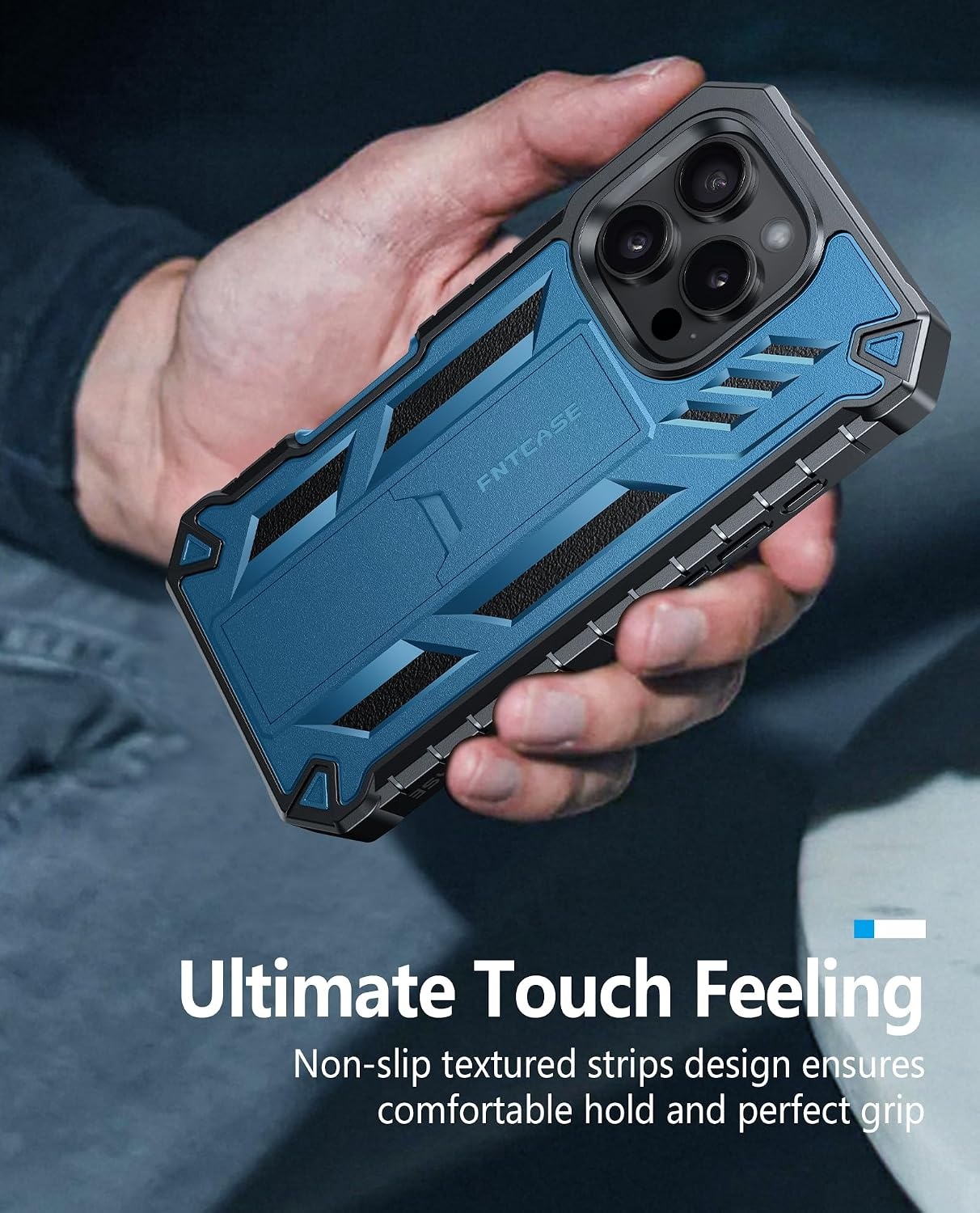 image:imageFNTCASE for iPhone 16 Pro Max Case with Builtin Screen Protector OrangeBlue Matte