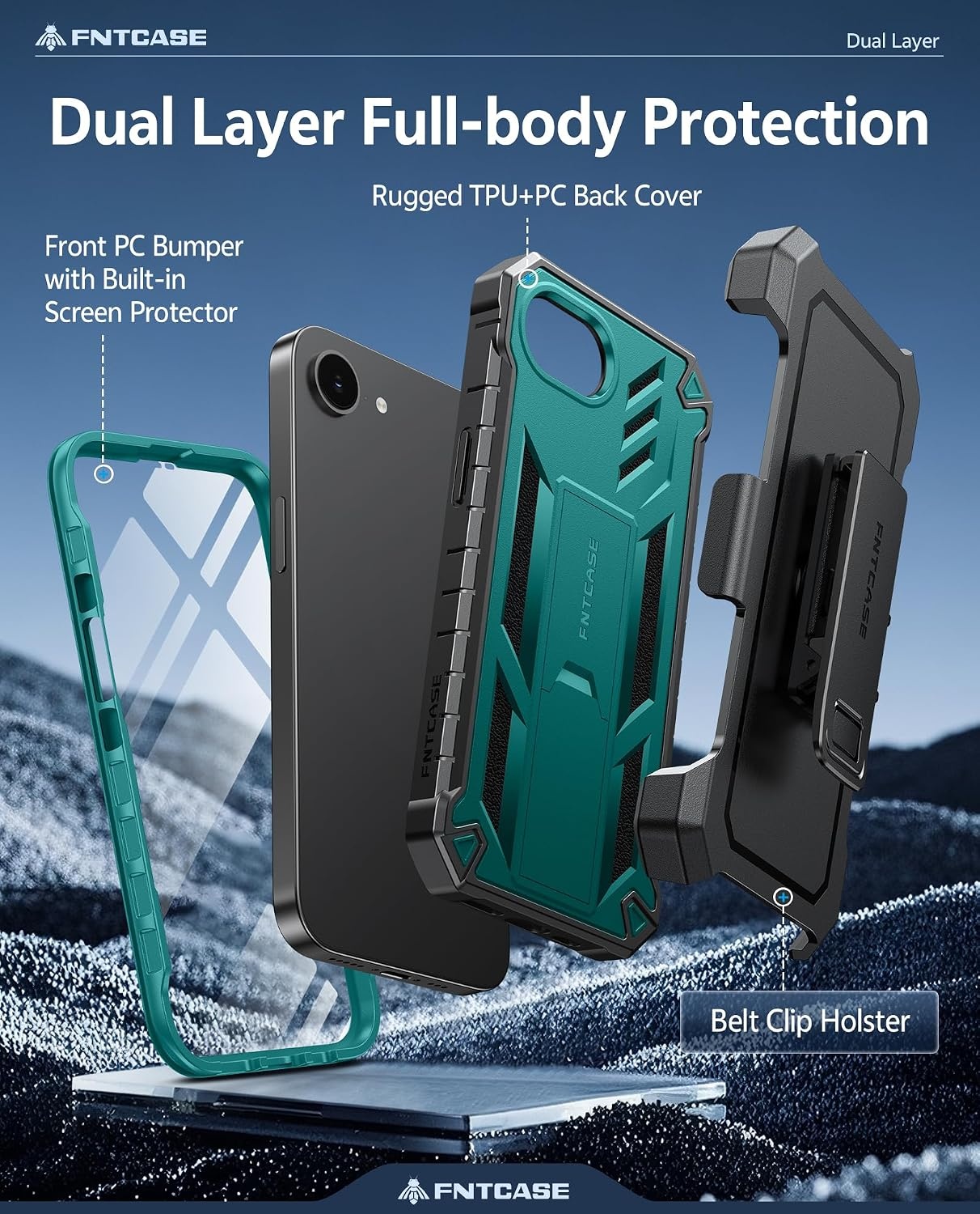 image:imageFNTCASE for iPhone 16 Pro Max Case with Builtin Screen Protector OrangeGreen
