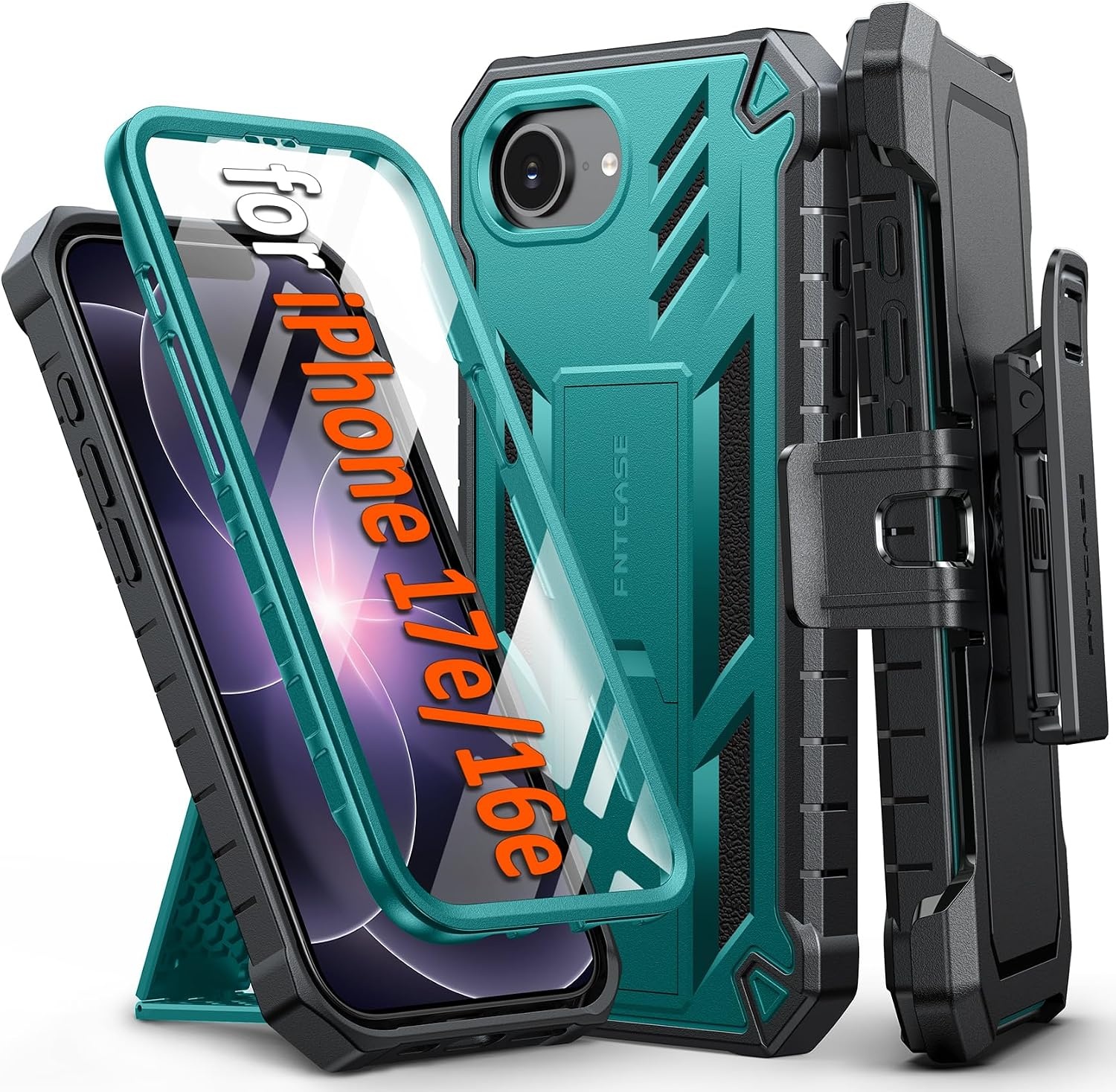 image:imageFNTCASE for iPhone 16 Pro Max Case with Builtin Screen Protector OrangeGreen