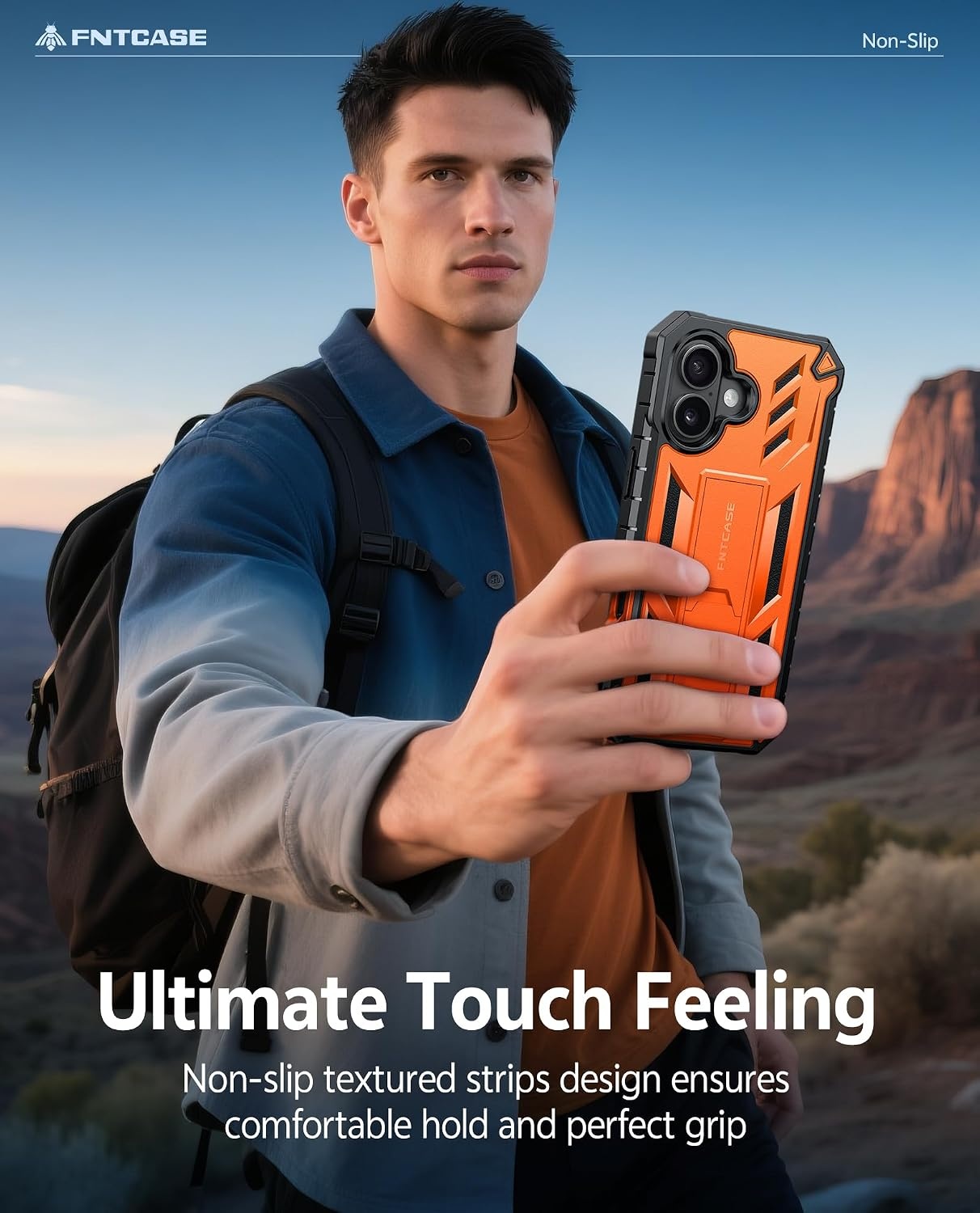 image:imageFNTCASE for iPhone 16 Pro Max Case with Builtin Screen Protector OrangeOrange