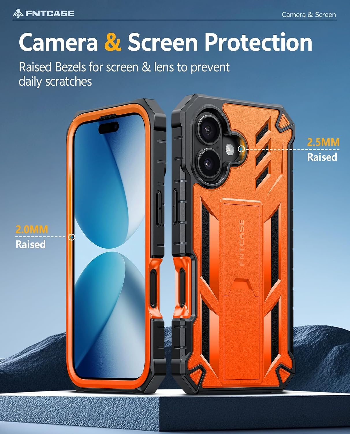 image:imageFNTCASE for iPhone 16 Pro Max Case with Builtin Screen Protector OrangeOrange