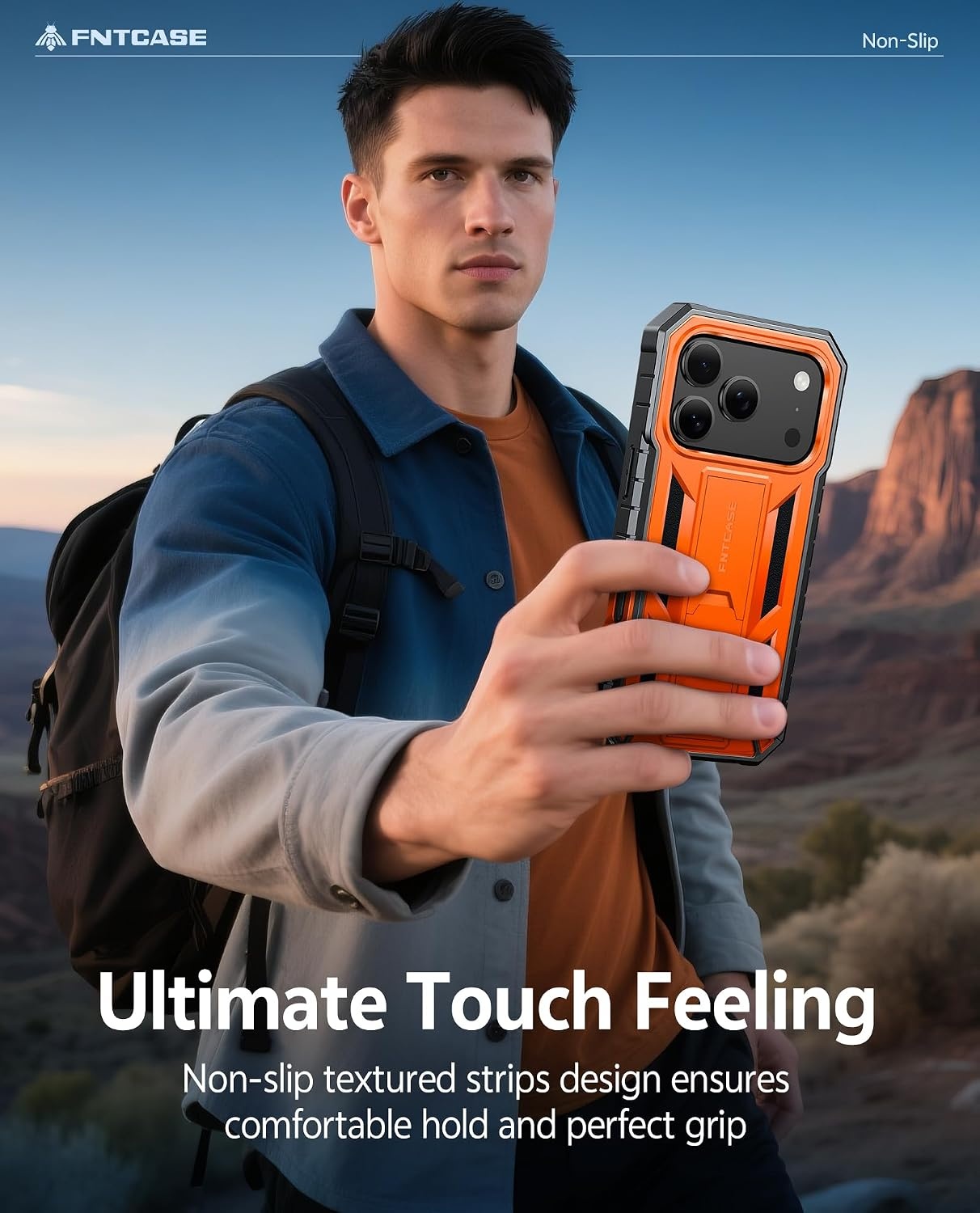 image:imageFNTCASE for iPhone 16 Pro Max Case with Builtin Screen Protector OrangeOrange