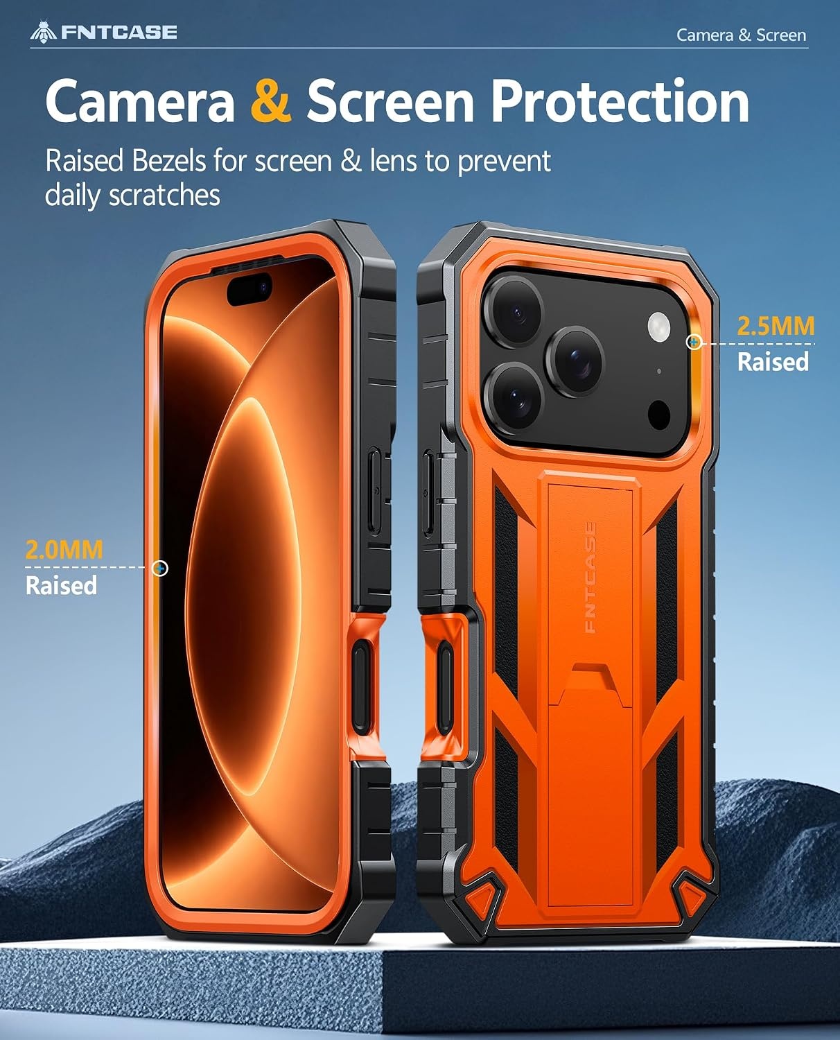 image:imageFNTCASE for iPhone 16 Pro Max Case with Builtin Screen Protector OrangeOrange