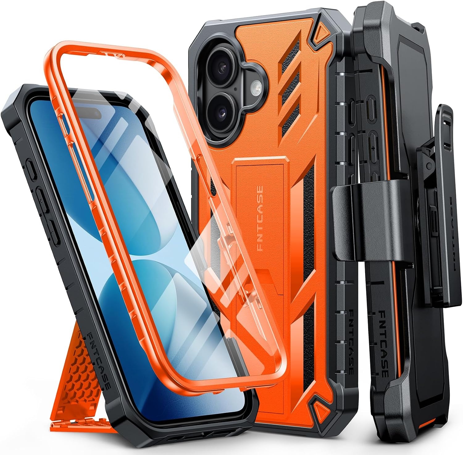 image:imageFNTCASE for iPhone 16 Pro Max Case with Builtin Screen Protector OrangeOrange