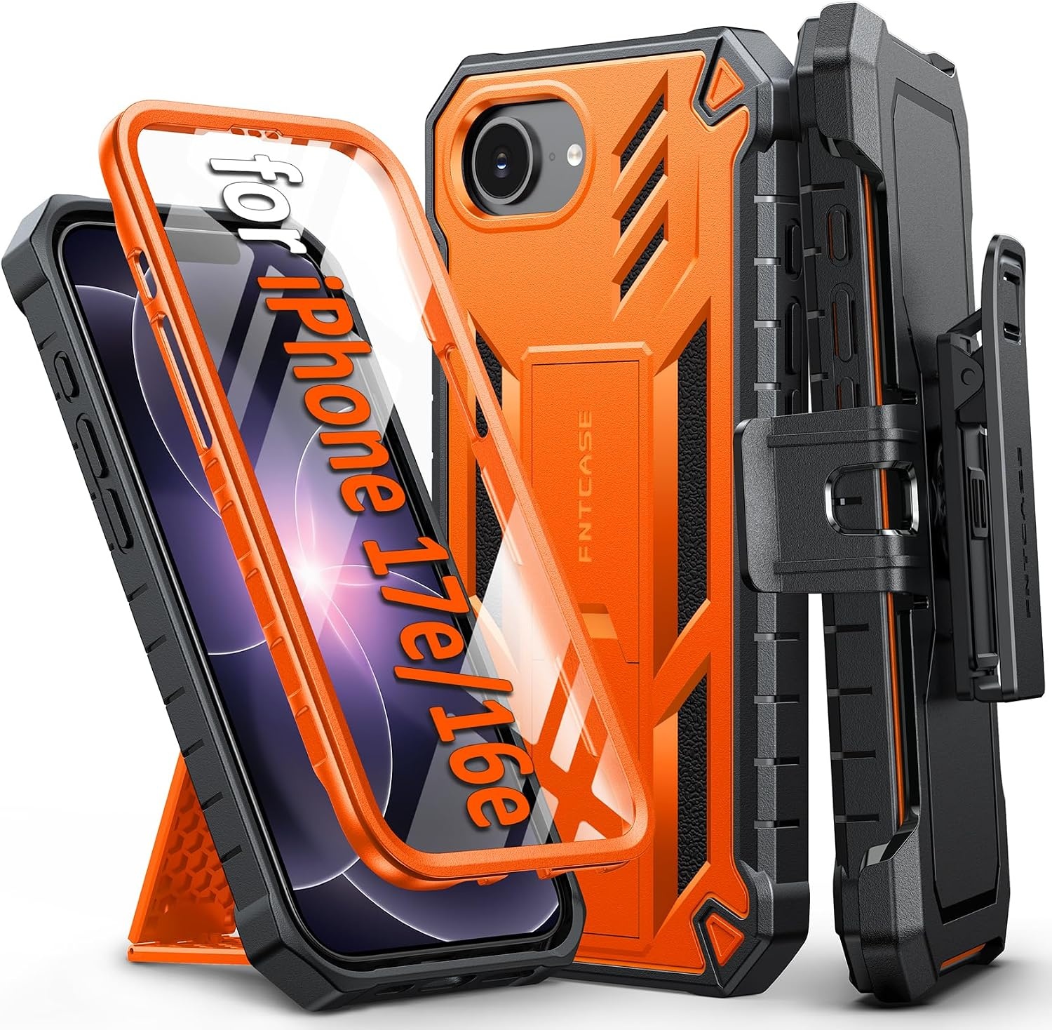 image:imageFNTCASE for iPhone 16 Pro Max Case with Builtin Screen Protector OrangeOrange