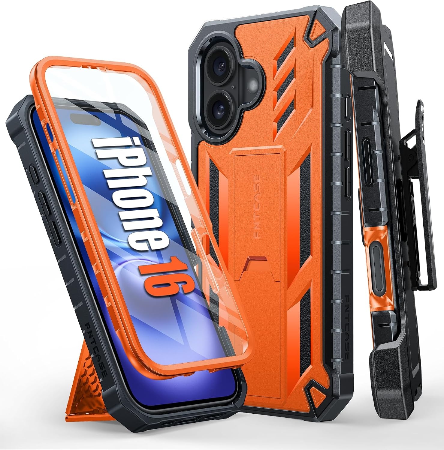 image:imageFNTCASE for iPhone 16 Pro Max Case with Builtin Screen Protector OrangeOrange