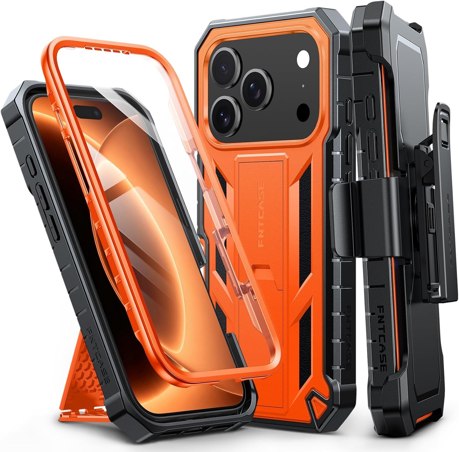 image:imageFNTCASE for iPhone 16 Pro Max Case with Builtin Screen Protector OrangeOrange