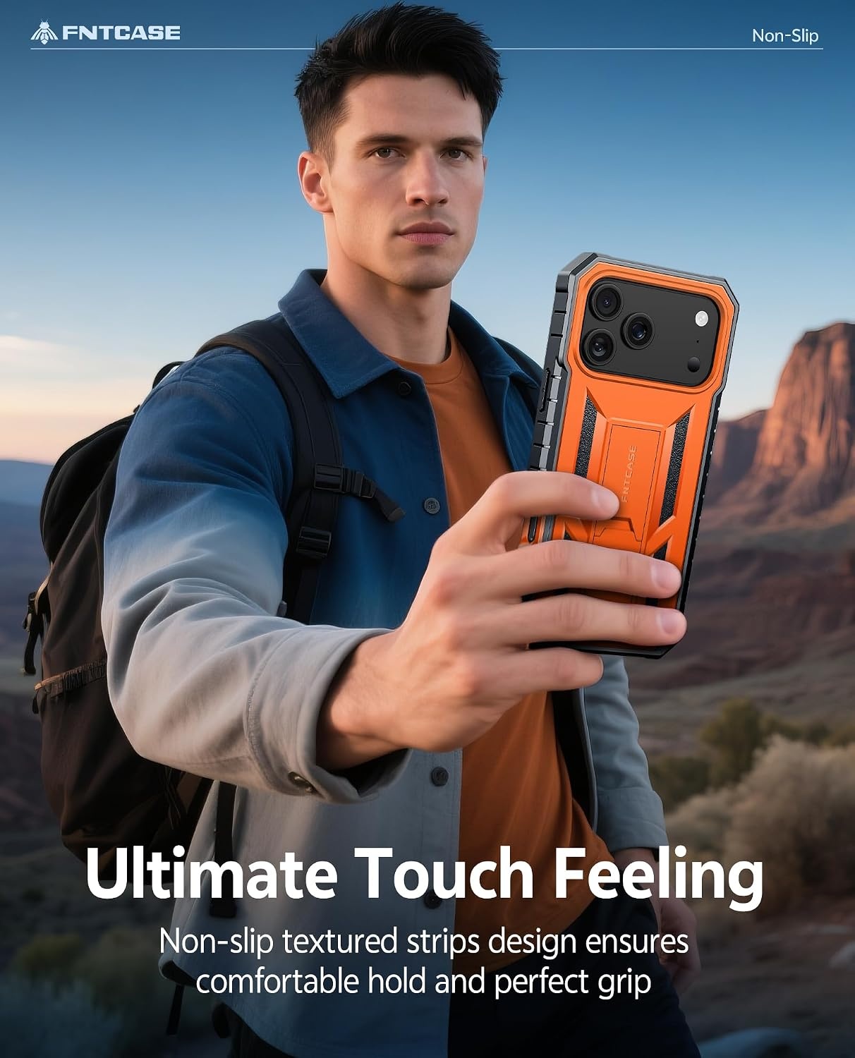 image:imageFNTCASE for iPhone 16 Pro Max Case with Builtin Screen Protector OrangeOrange