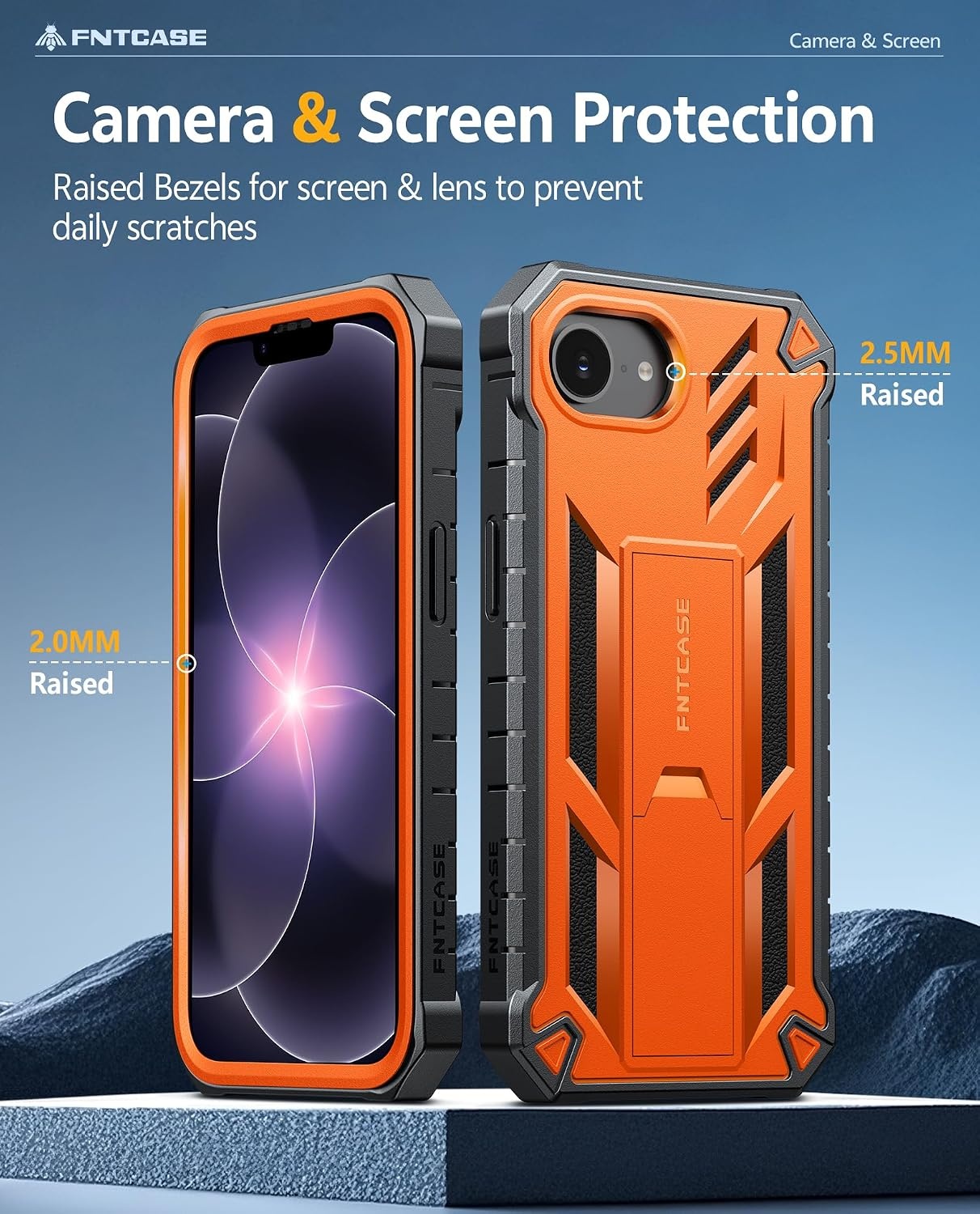 image:imageFNTCASE for iPhone 16 Pro Max Case with Builtin Screen Protector OrangeOrange