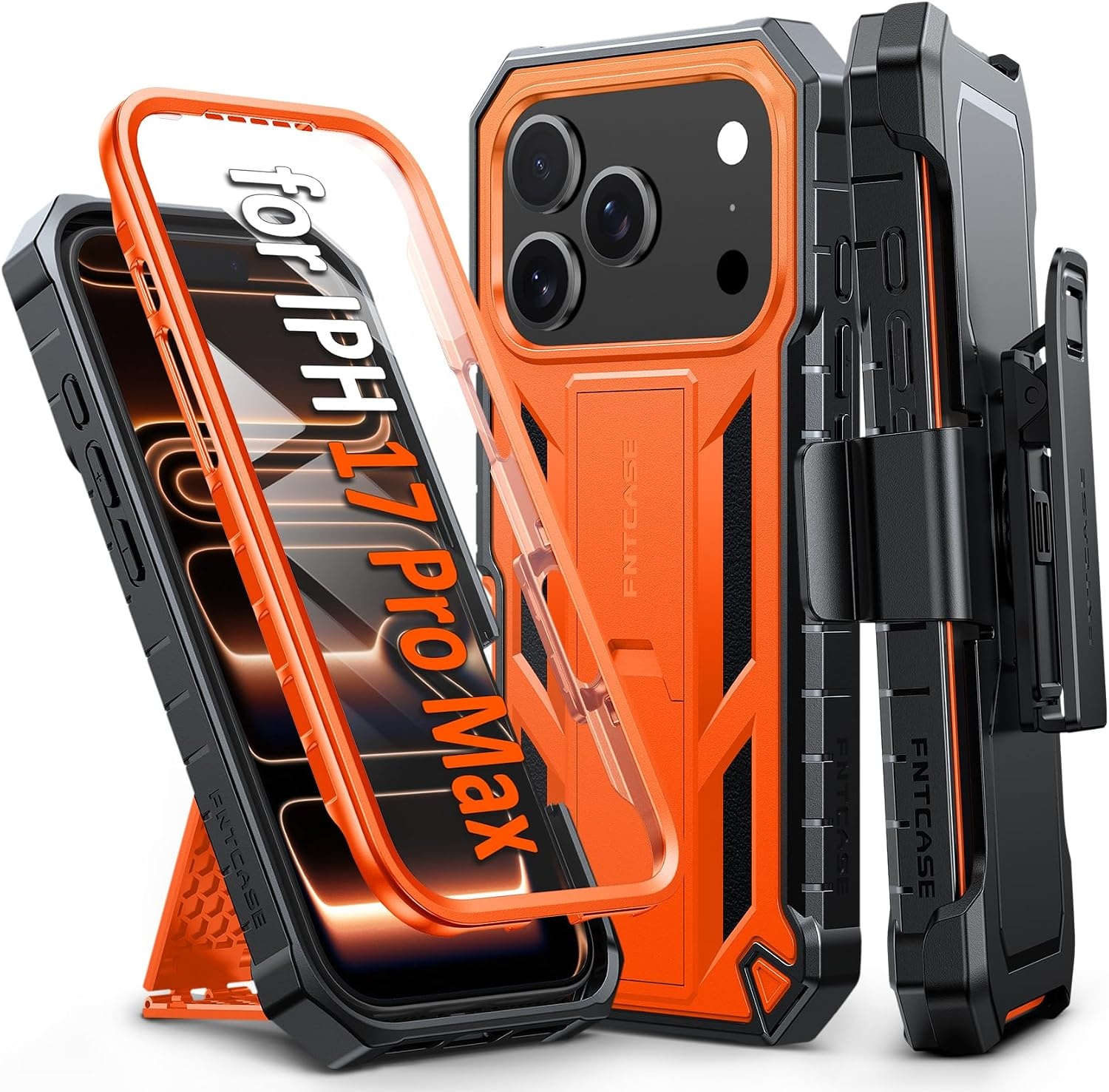 image:imageFNTCASE for iPhone 16 Pro Max Case with Builtin Screen Protector OrangeOrange