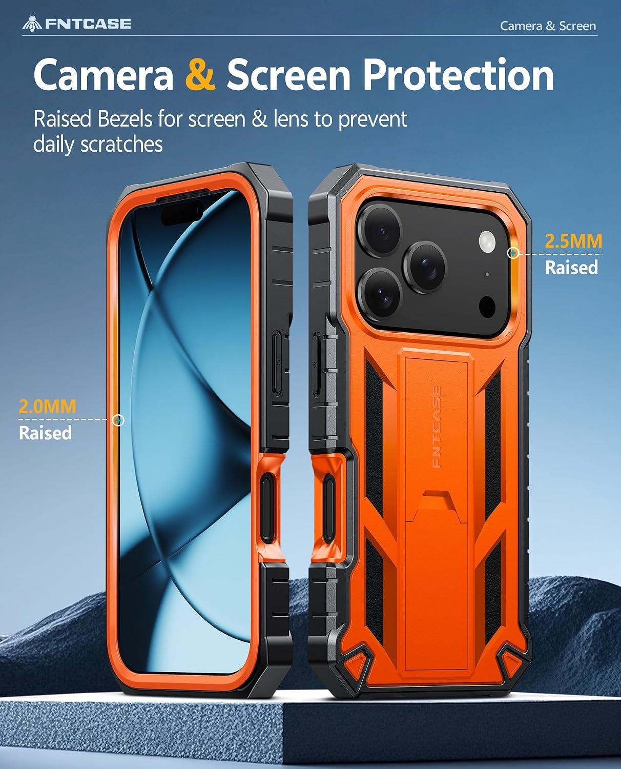 image:imageFNTCASE for iPhone 16 Pro Max Case with Builtin Screen Protector OrangeOrange