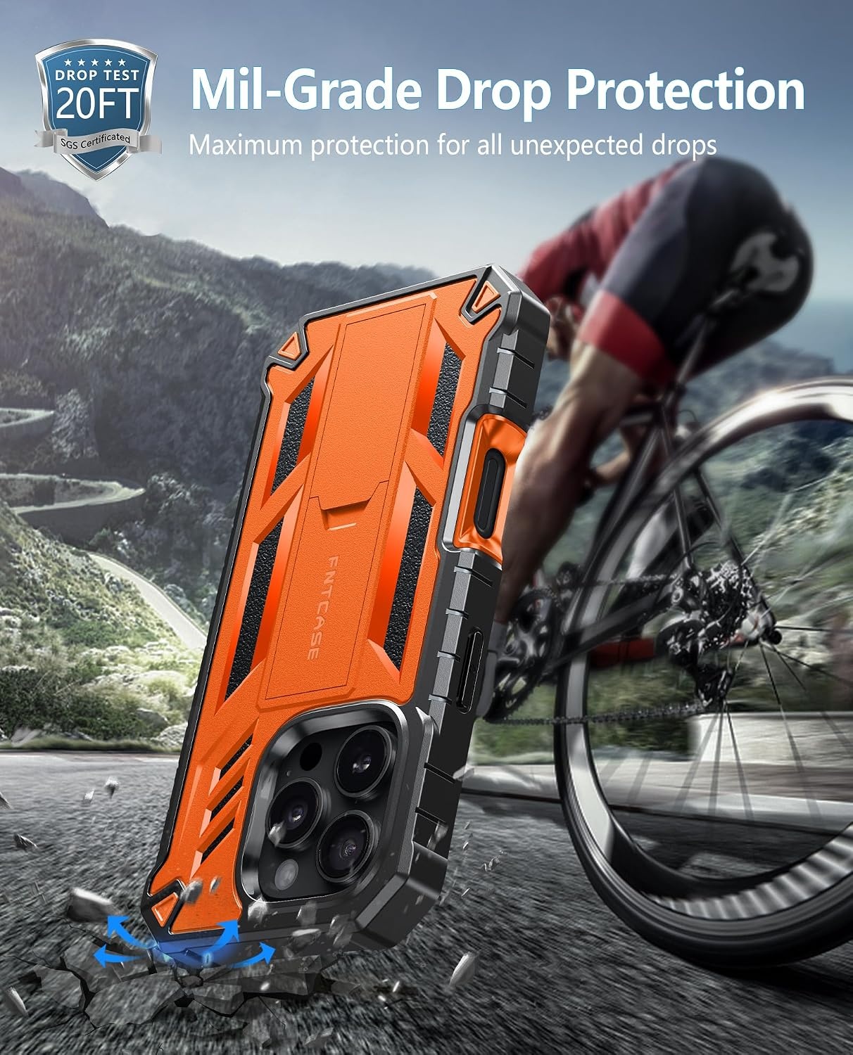 image:imageFNTCASE for iPhone 16 Pro Max Case with Builtin Screen Protector OrangeOrange Matte
