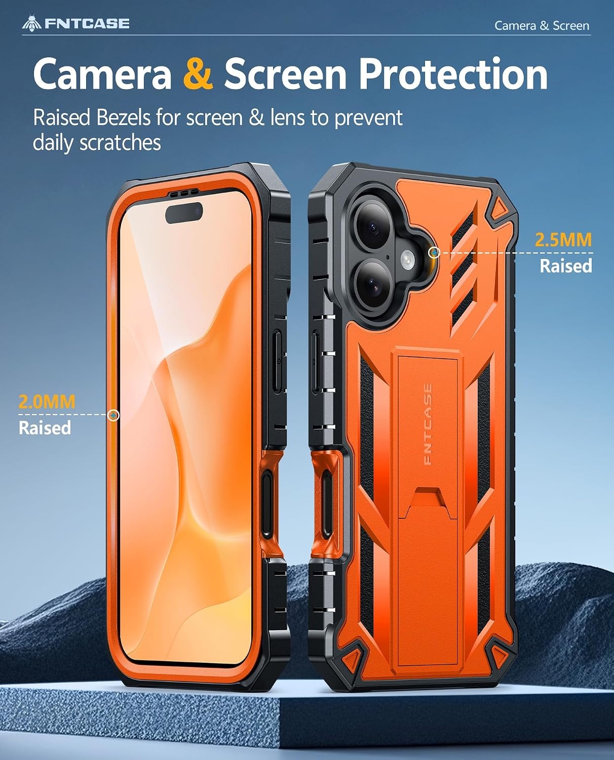 image:imageFNTCASE for iPhone 16 Pro Max Case with Builtin Screen Protector OrangeOrange Matte