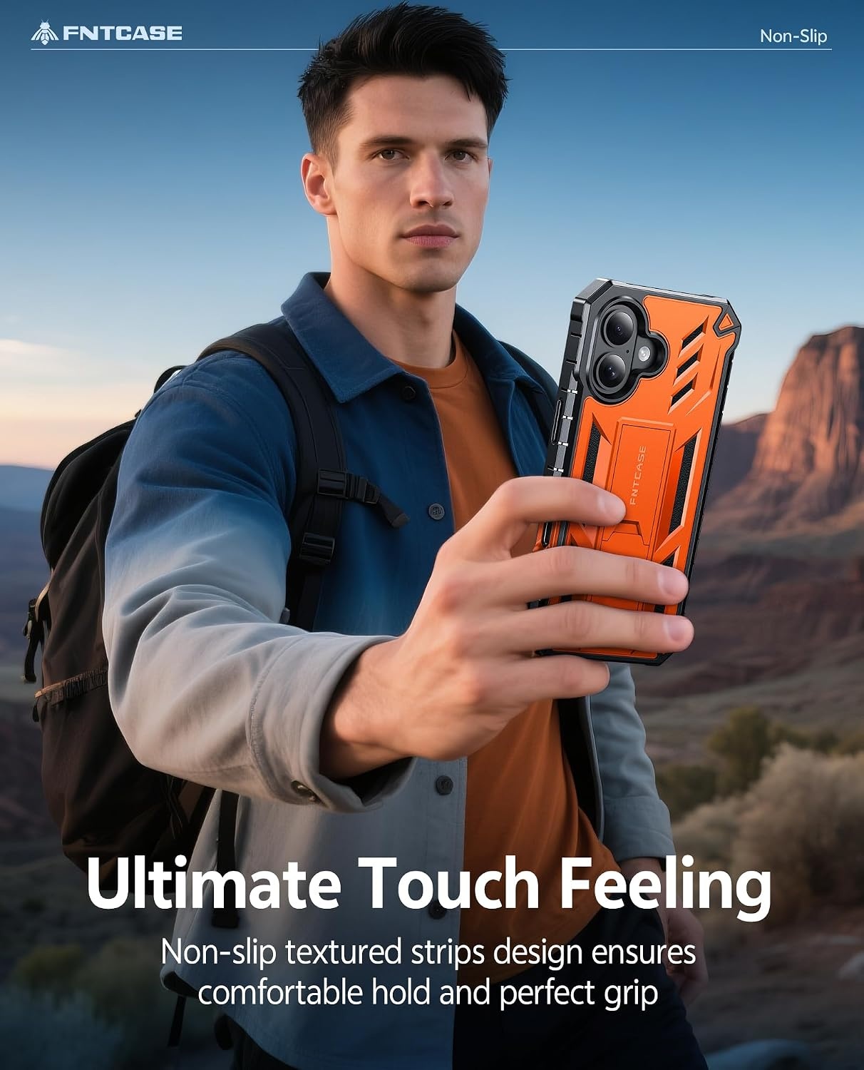 image:imageFNTCASE for iPhone 16 Pro Max Case with Builtin Screen Protector OrangeOrange Matte