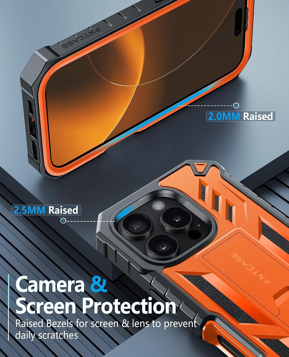 image:imageFNTCASE for iPhone 16 Pro Max Case with Builtin Screen Protector OrangeOrange Matte