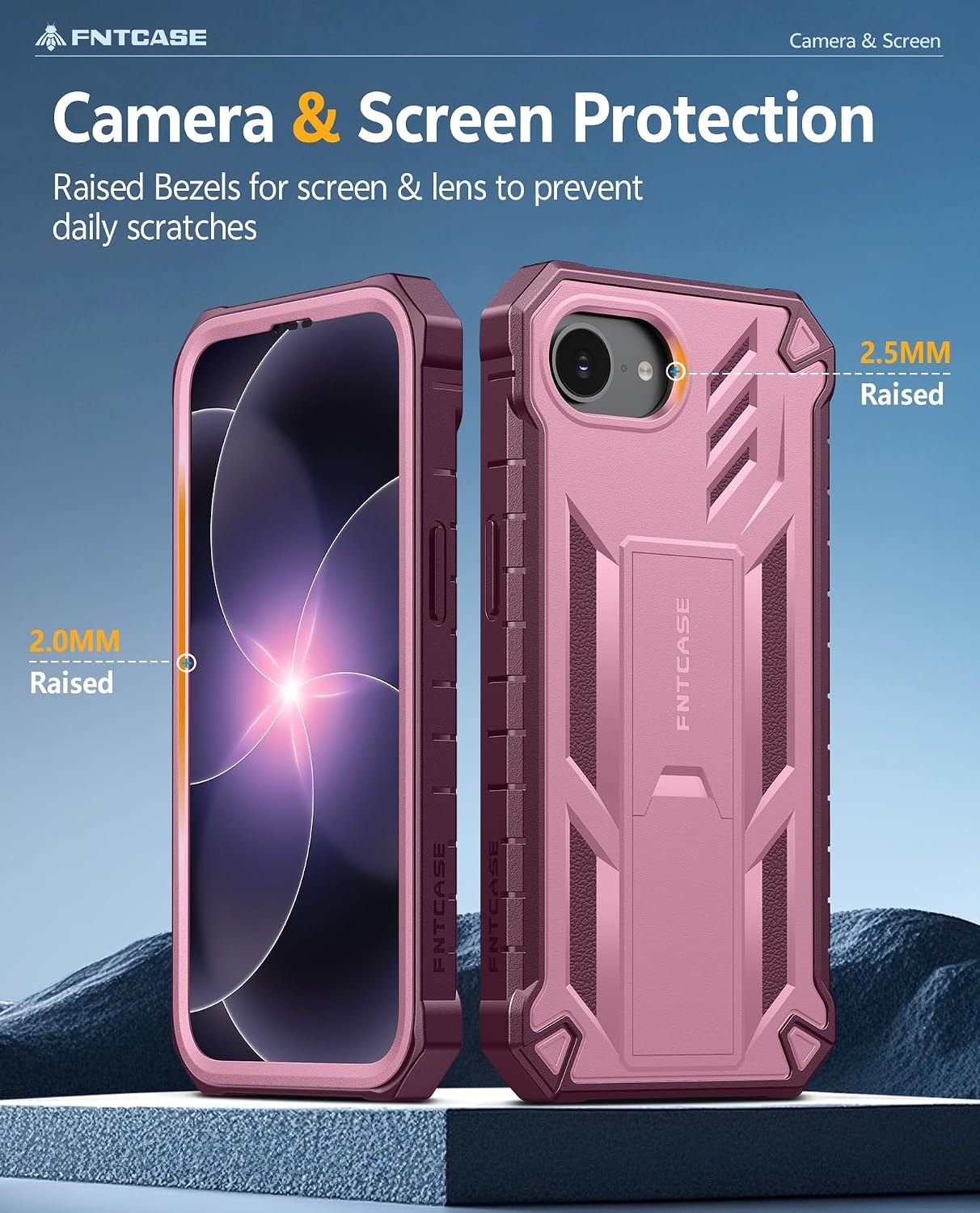 image:imageFNTCASE for iPhone 16 Pro Max Case with Builtin Screen Protector OrangePink