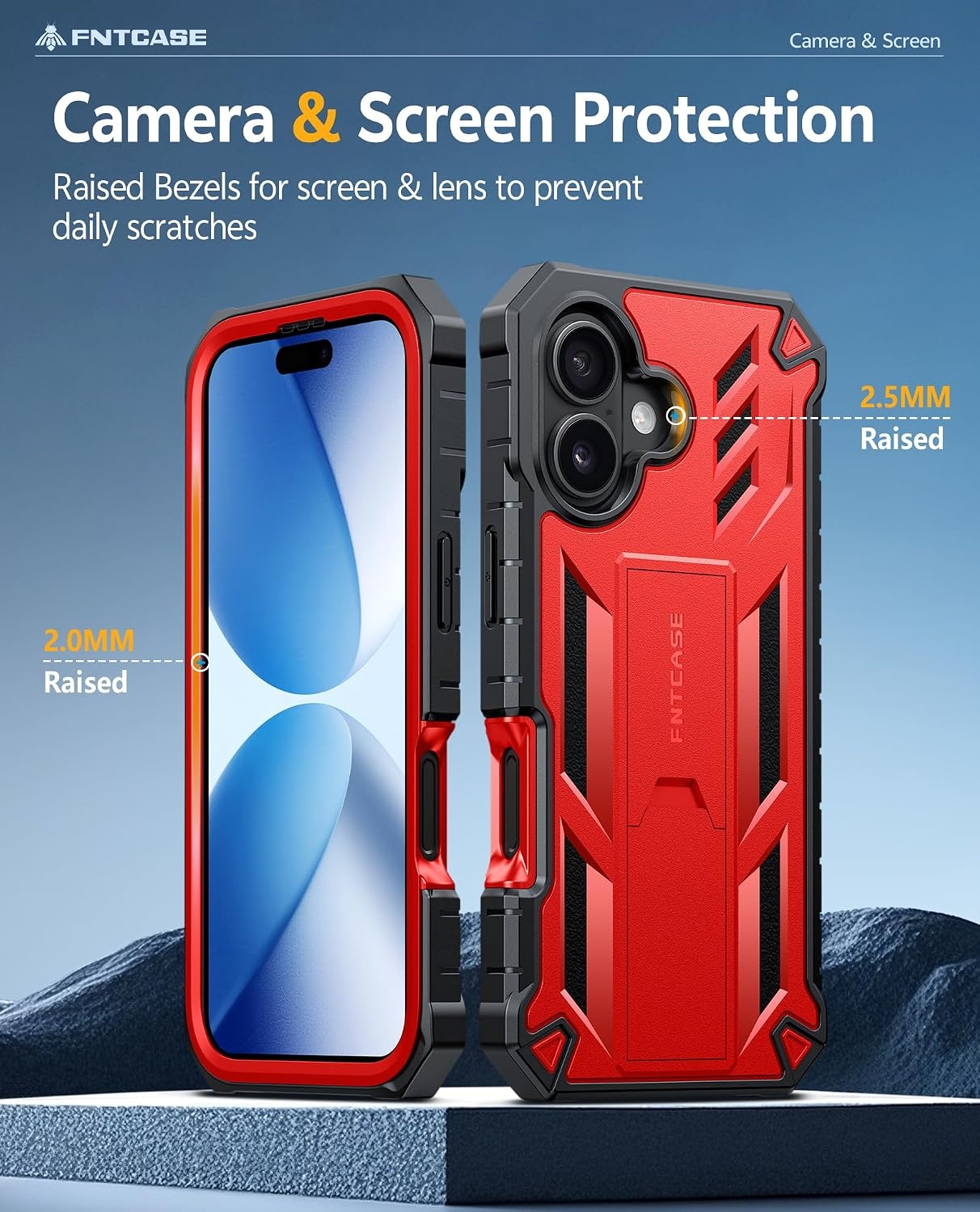 image:imageFNTCASE for iPhone 16 Pro Max Case with Builtin Screen Protector OrangeRed