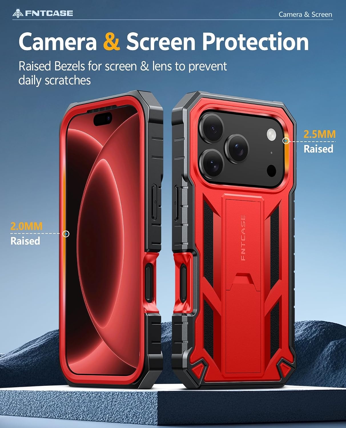 image:imageFNTCASE for iPhone 16 Pro Max Case with Builtin Screen Protector OrangeRed