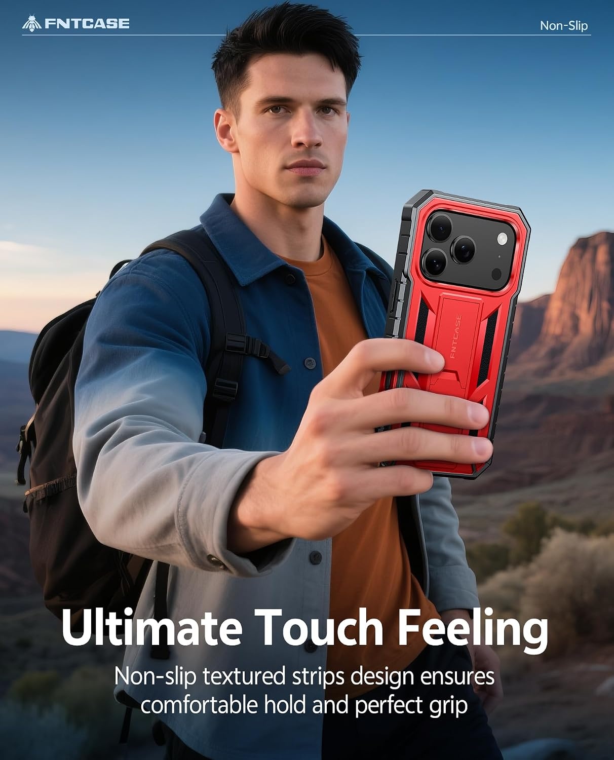 image:imageFNTCASE for iPhone 16 Pro Max Case with Builtin Screen Protector OrangeRed